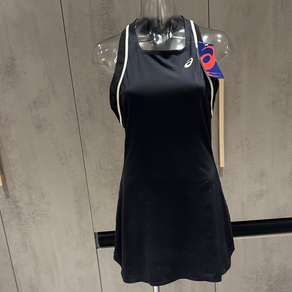 Asics Women's Black Tank Top with White Stripes